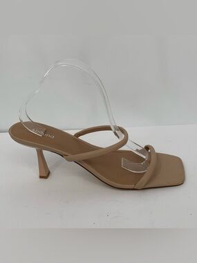 Abound Kenndra slide sandal shoe square toe nude toe strappy heel naked puff 13